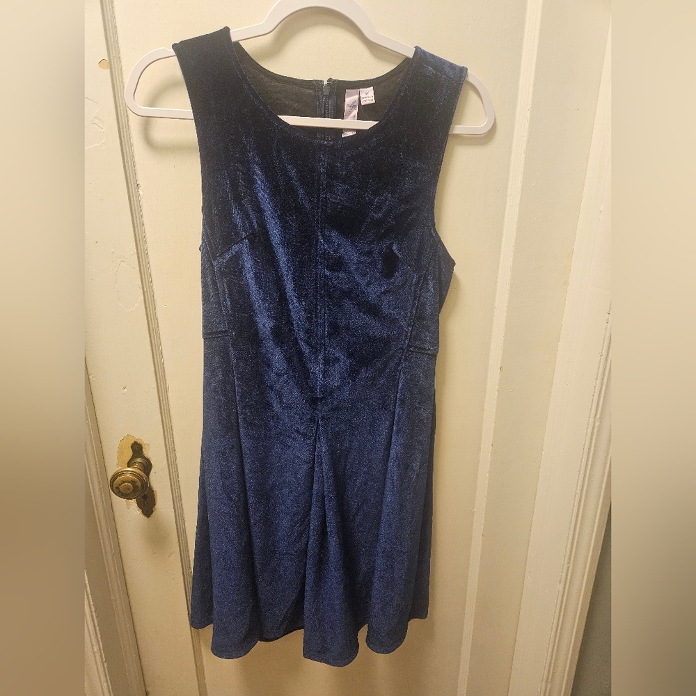 Dark Blue Crushed Velvet Francescas Dress Size Medium